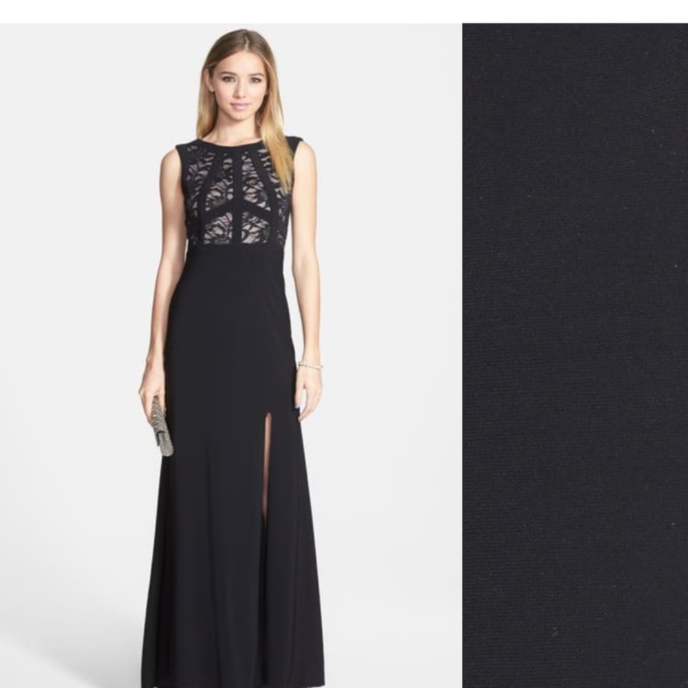 Navy, floor length dress